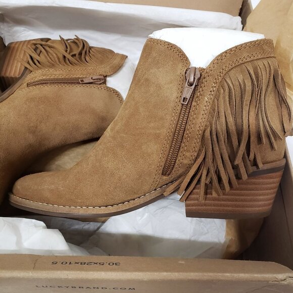 Lucky Brand Womens Freedah Suede Fringe Ankle Boots‎ Size 7 - Picture 6 of 10